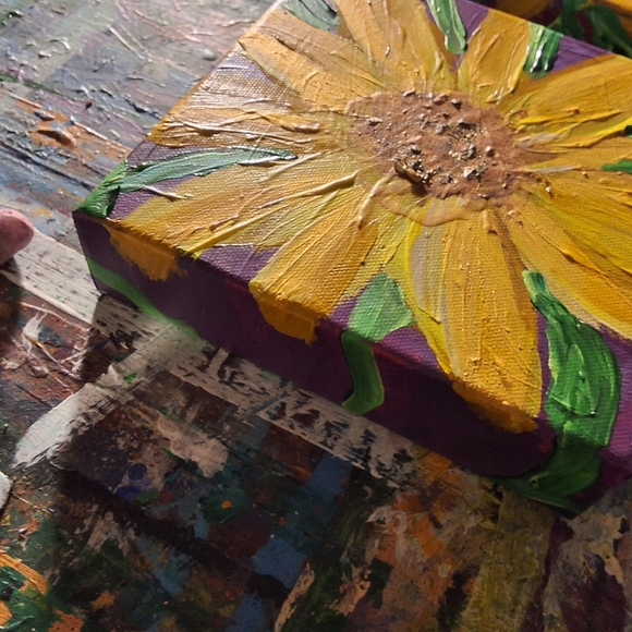 "Sunflowers X2" Original Artwork CREATED BY ME! 6in X 6in - Picture 4 of 8